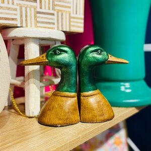 Green and Brown Duck Bookends